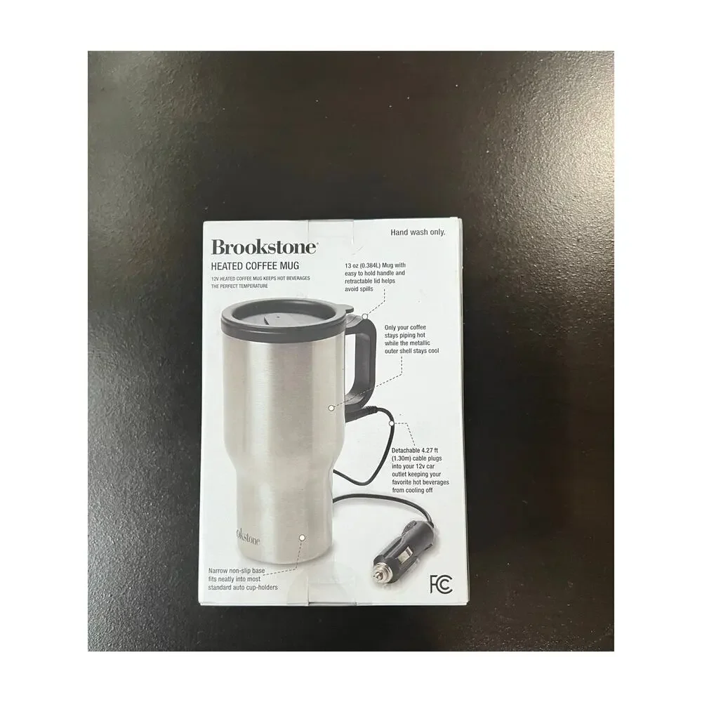 Brookstone Car Heated Coffee Tea Mug 13 oz NIB